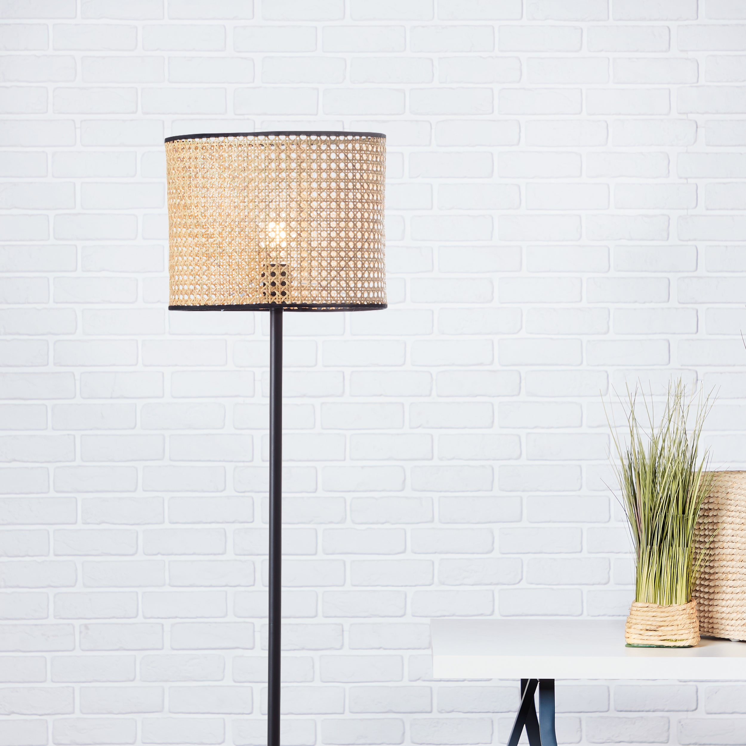 Lampa BRILLIANT, zawieszenie Tanah 47cm czarny / naturalny, 1x A60, E27, 42W, kabel można skrócić / wysokość regulowana - 7