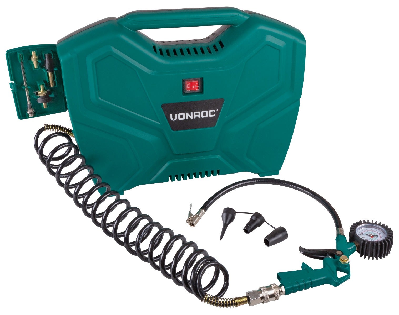 Compressore portatile 1100W VONROC - 8 bar - Senza olio - 180 l/m. Include 11 accessori | Leroy Merlin