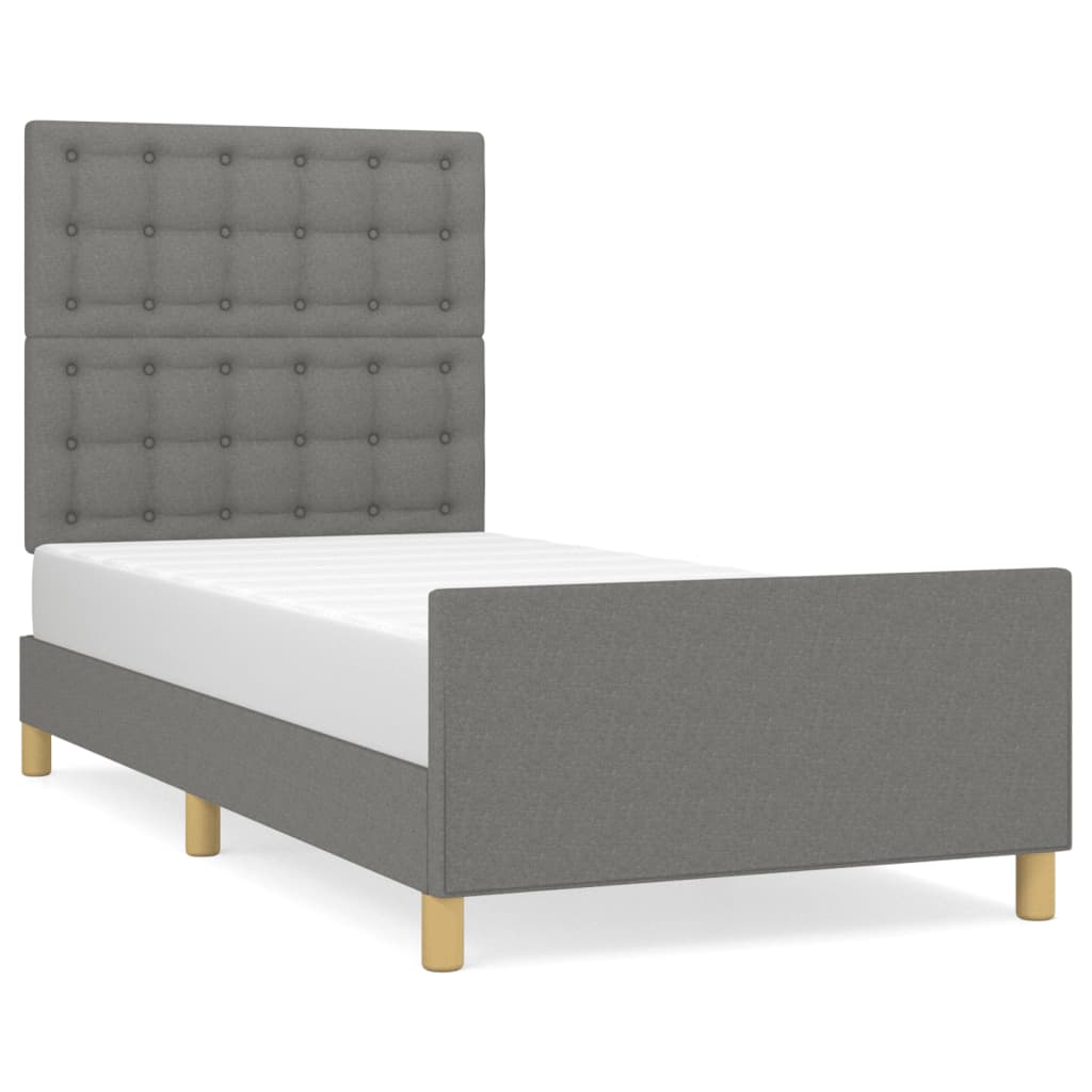 Cadre de lit sans matelas gris foncé 100 x 200 cm tissu - 2