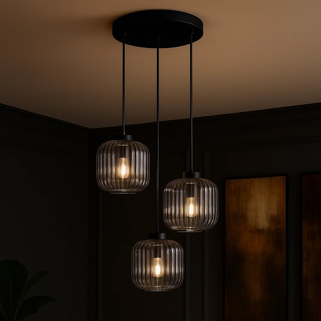 Lampa wisząca CAMPO czarna 3xE27x20W szkło wym:100x40x40cm IP20 Kaja