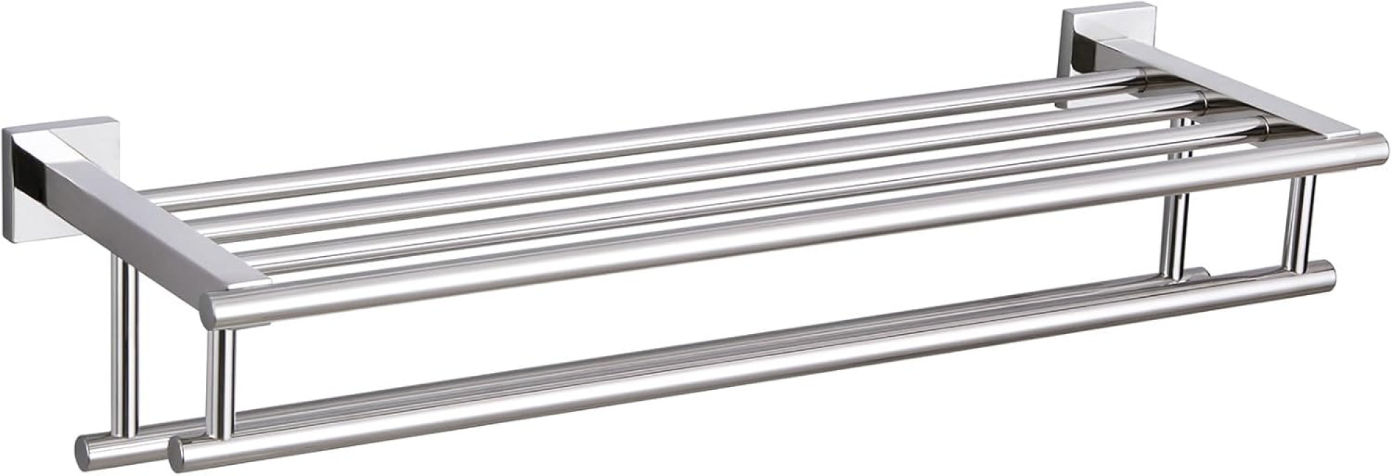 Podwójny wieszak na ręczniki, 40 cm długości (lśniący srebrny)