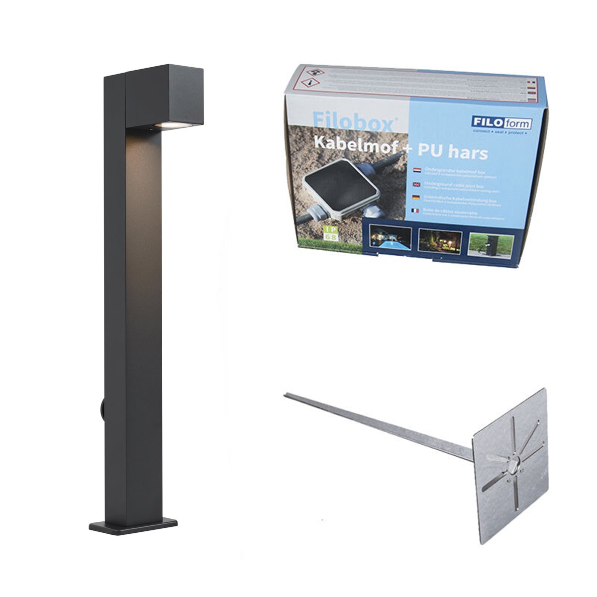 Qazqa nowoczesny lampa słupkowa do ogród - Baleno - czarny, max. 10w, kompatybilny z żarówką LED, gu10, 65cm, IP44