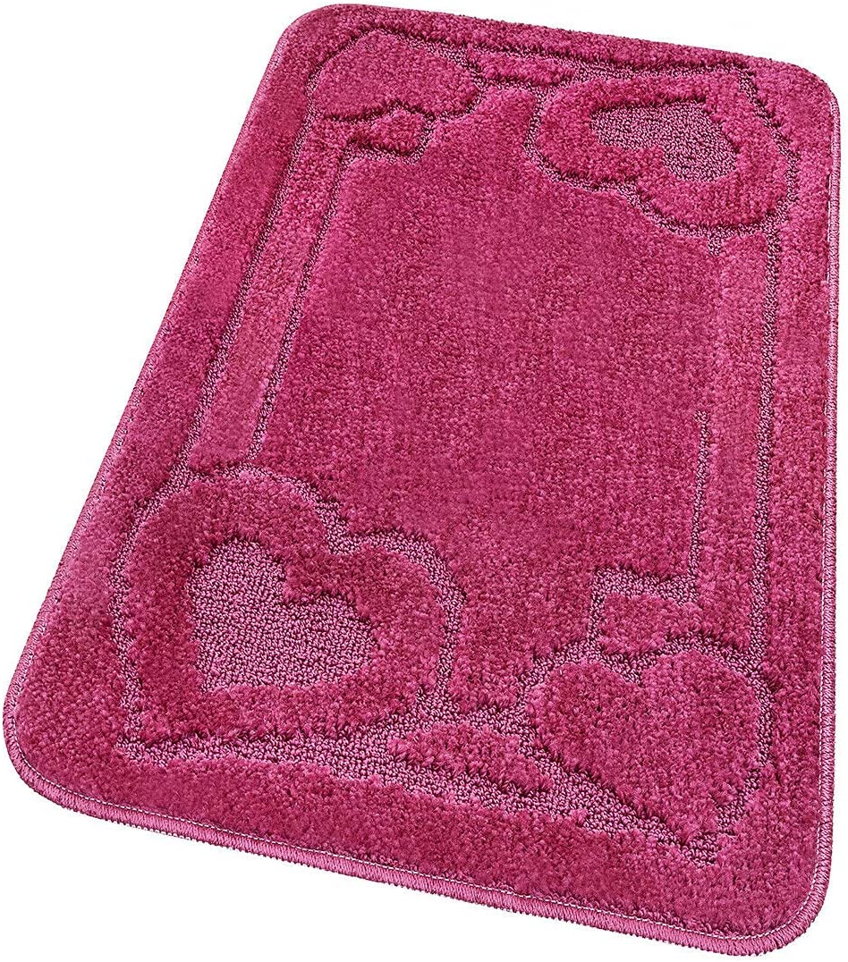 Alfombra de baño 50x110 cm pie de cama moderna suave antideslizante absorbente color sólido corazón morado