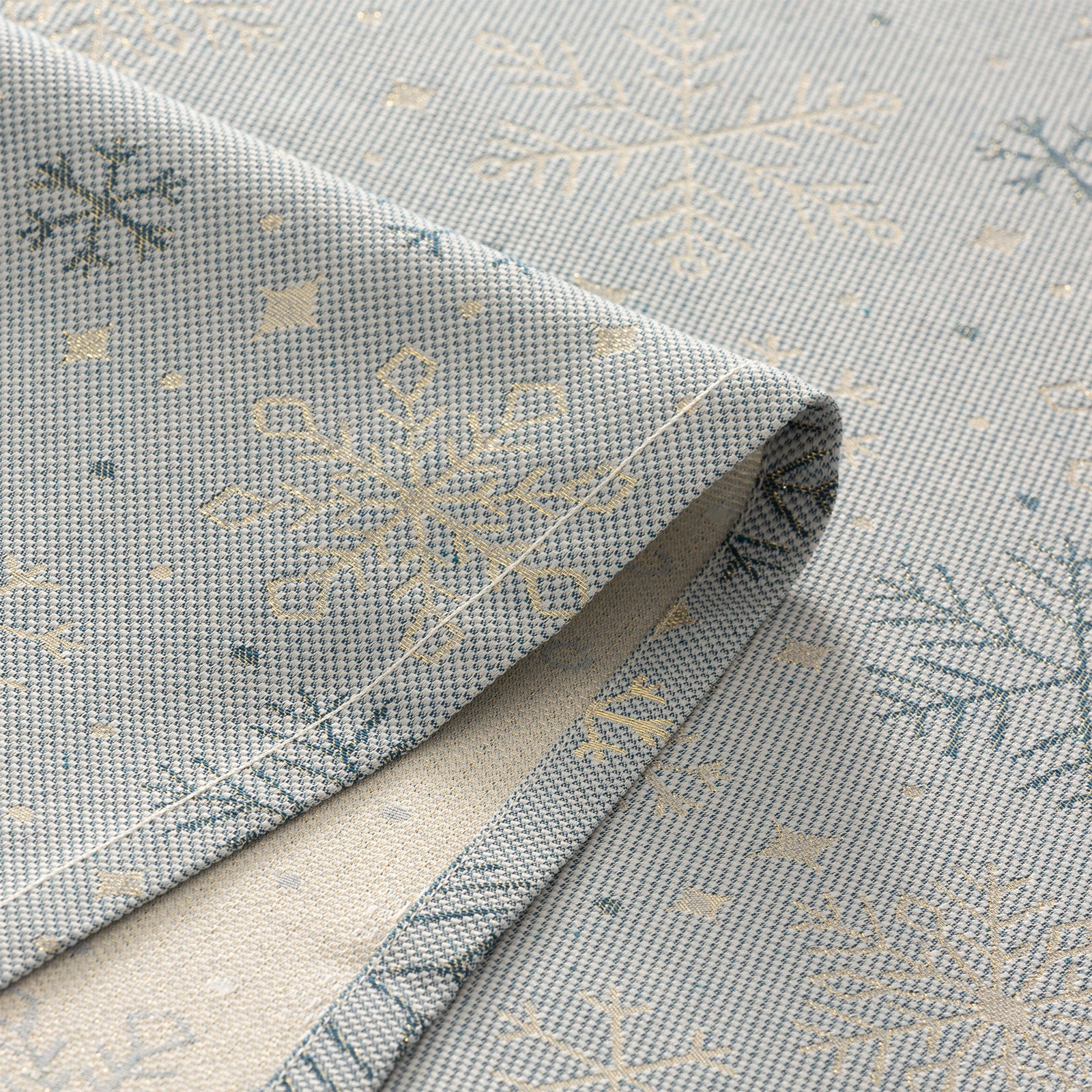 Tovaglia di Natale rettangolare in cotone jacquard blu e oro 140x100 cm - Sparkle - 4
