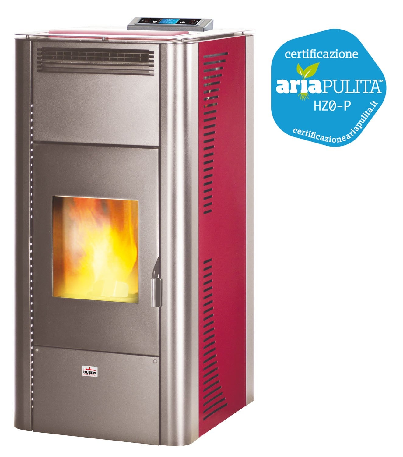 Termostufa a Pellet con struttura in acciaio 18,22 kW riscaldamento Queen Idro 20 Bordeaux - 2