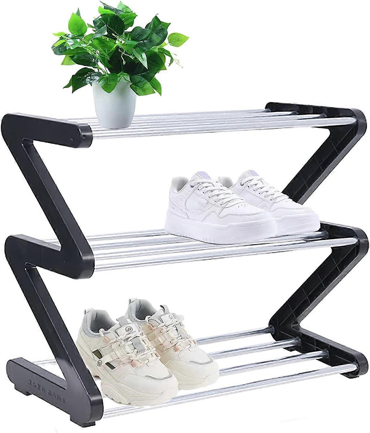 Półka na buty Tier Small - Mała półka na buty - Stabilna i wąska półka na buty - Organizer do szafy, przedpokoju, szybkiego montażu - Czarna