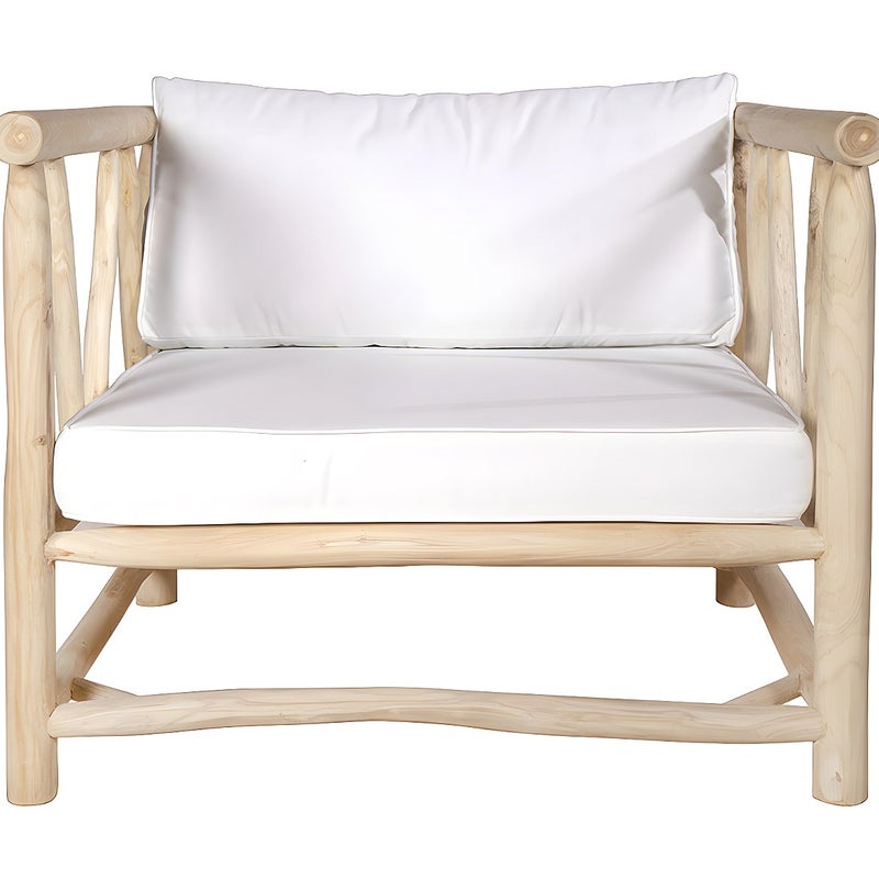 Fotel ogrodowy z drewna teakowego, z poduszkami – kolor jasny naturalny –TULUM