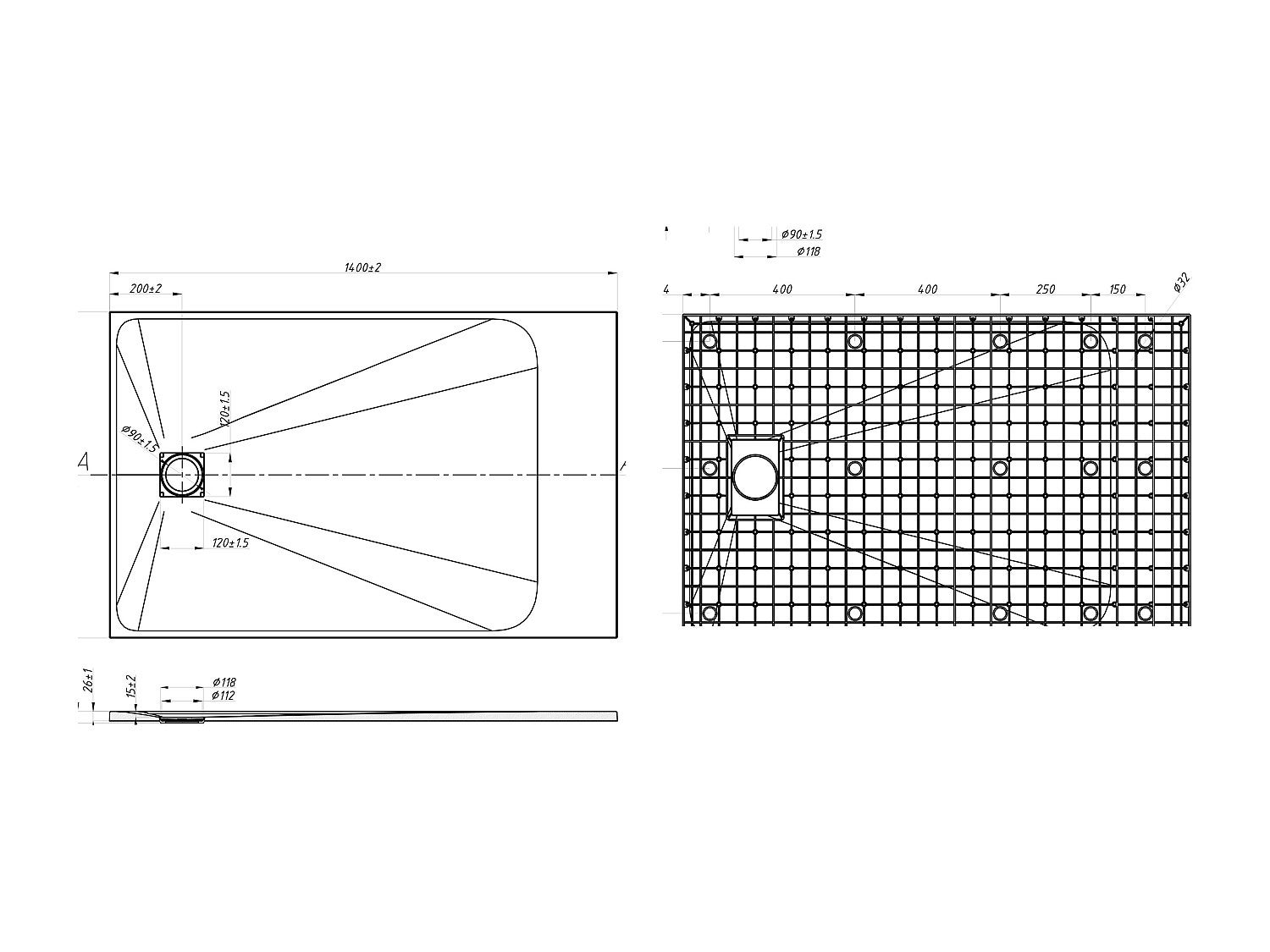 Receveur de douche extra plat à poser ou à encastrer recoupable en résine SMC avec siphon - Blanc - 140 x 90 cm - MIRNOSA - 9