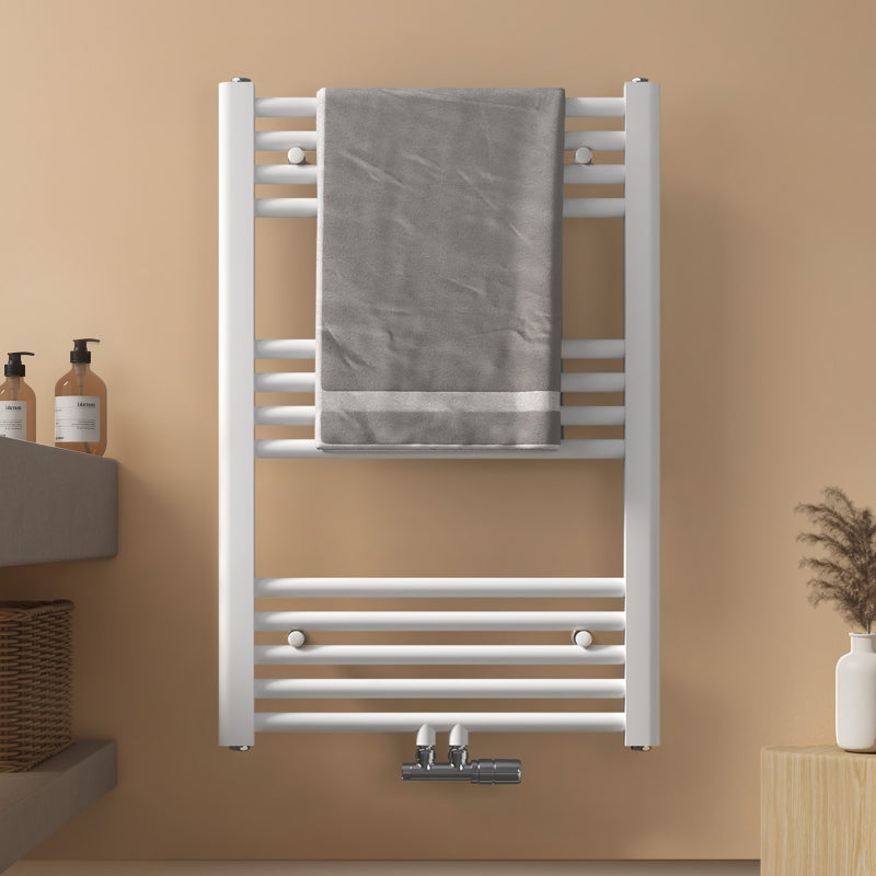 EMKE Grzejnik Łazienkowy 291W, 75x50 cm, 6 bar, do 4 m² – Biały