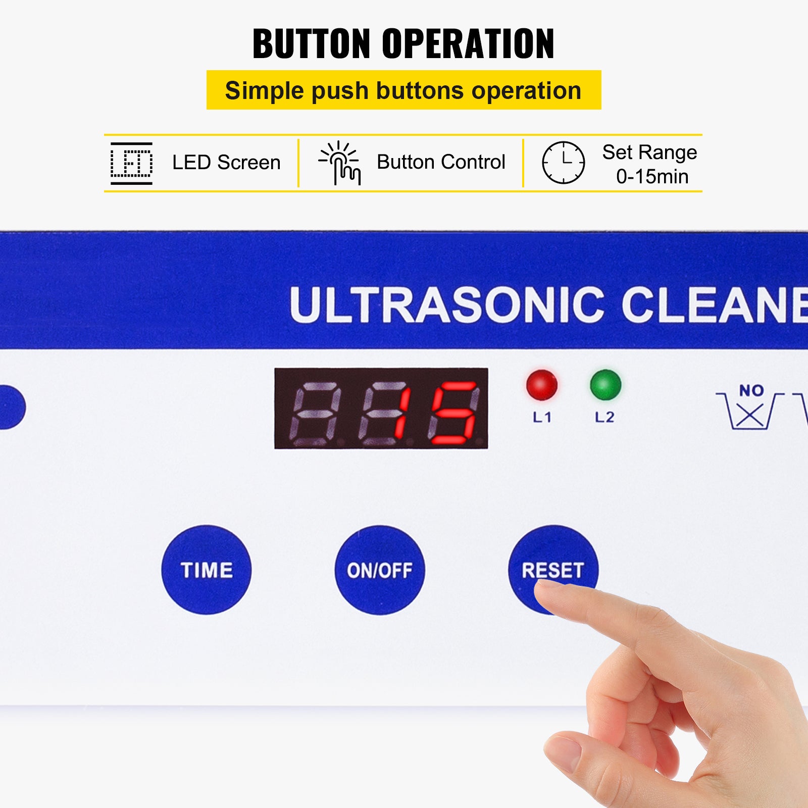 Limpiador Ultrasónico SucceBuy 0.8L Calentamiento Digital Temporizador Joyería Gafas 35W Acero Inoxidable Uso Comercial Doméstico - 6