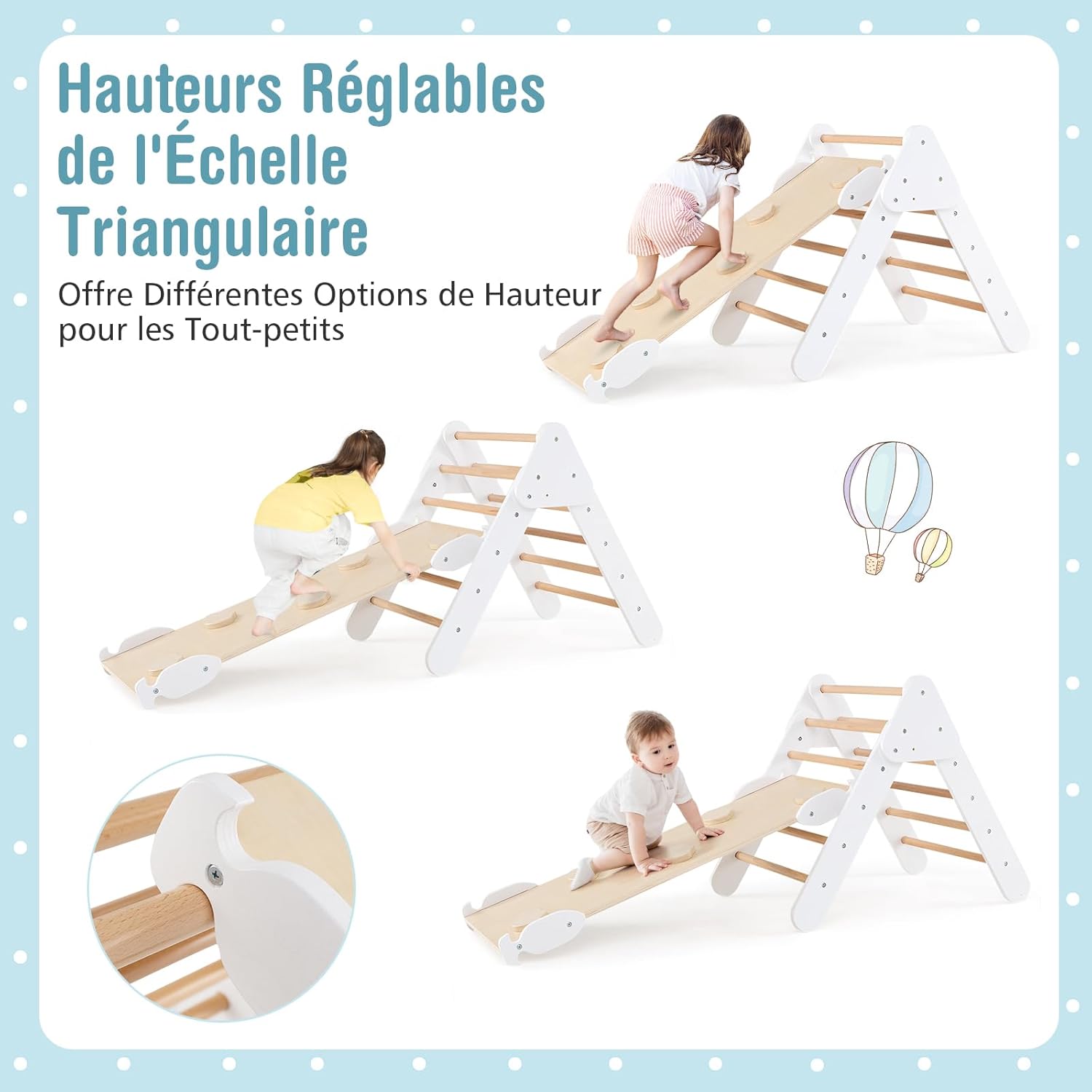 4 in 1 Set da Arrampicata per Bambini, Giocattoli da Arrampicata a Triangolo con Triangolo Arco e Salita, Ideale per Bambini 1 Anni + (Bianco) - 3