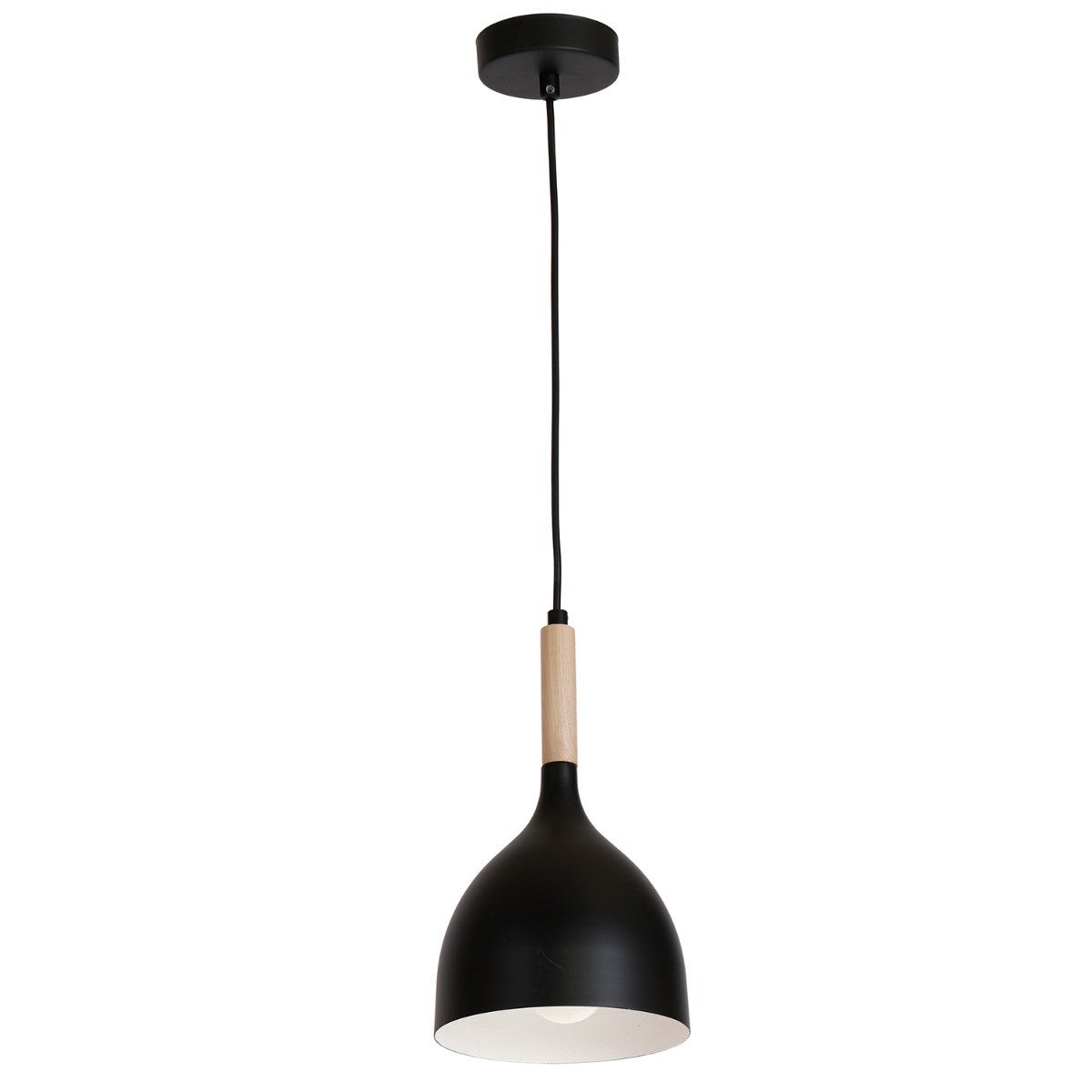Lampa wisząca Noak Wood czarny matowa-jasne drewno 1xE27x15W wym: 110 x 17 x 17 cm metal Luminex