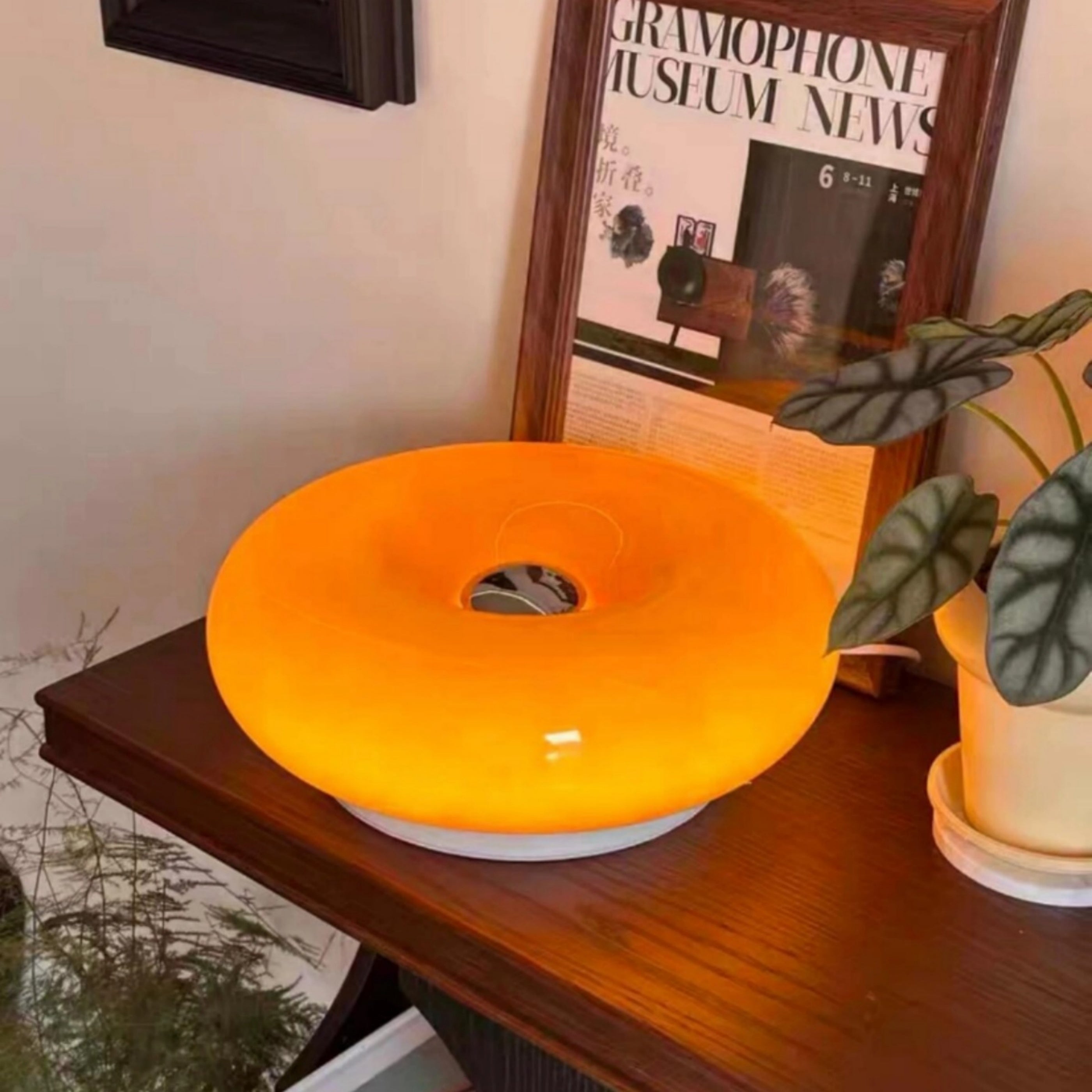 10PC Lampe à poser, Lampe Donut Touch, Lampe d'ambiance rétro Bauhaus, Lampe de bureau LED, Lampe de chevet avec 3 modes d'éclairage, Orange - 8