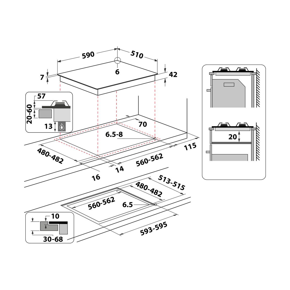 Table gaz WHIRLPOOL GOWL628WH - 2