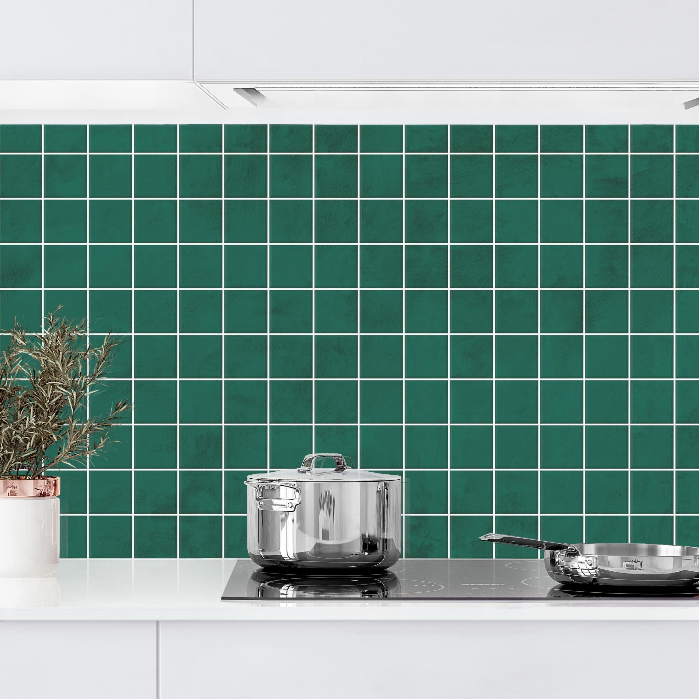 Salpicadero cocina adhesivo - mosaic concrete tiles - green 250 x 70 cm