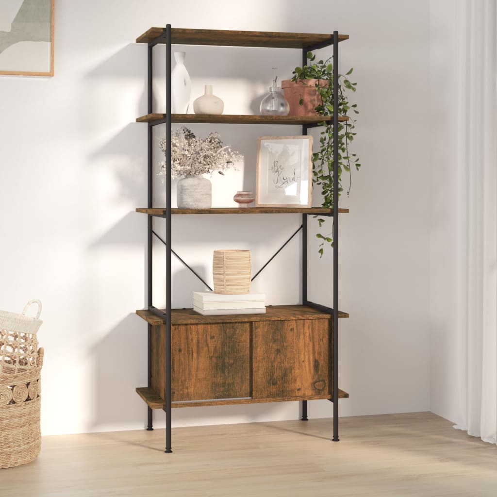 Étagère à Livres 80x30x180 Cm - Structure Acier Et Panneaux Bois - Rangement Optimisé Pour Maison Ou Bureau - 12