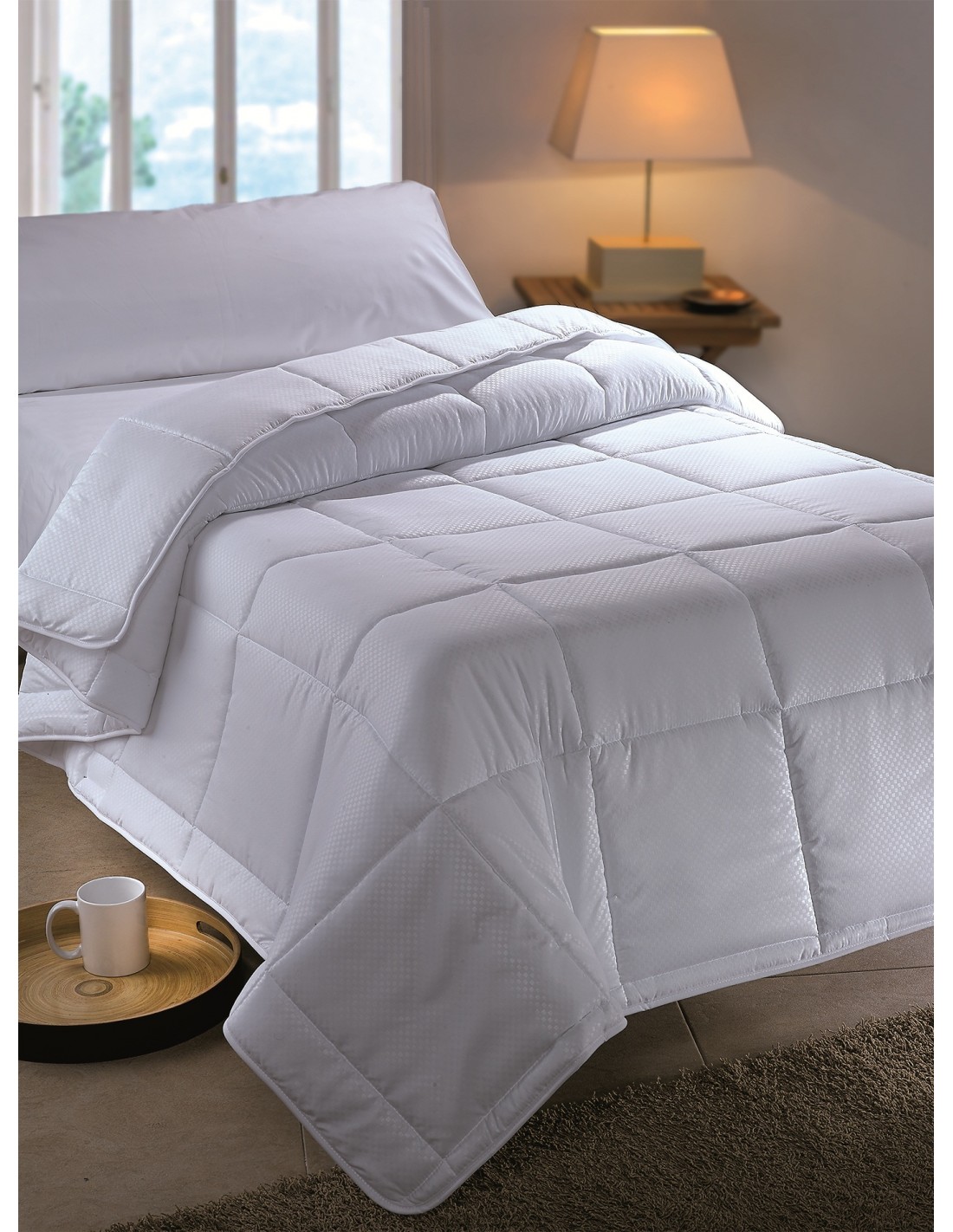 Pack viste tu cama (edredón + funda edredón + sábana bajera + protector colchón + almohada fibra + funda almohada) 90x190cm