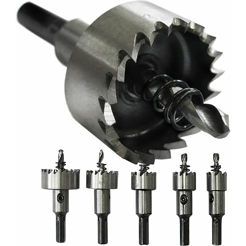 Zestaw 5 wierteł koronowych ze stali szybkotnącej do blach aluminiowych, zestaw narzędzi do pił otwornic, 16 mm, 18,5 mm, 20 mm, 25 mm, 30 mm