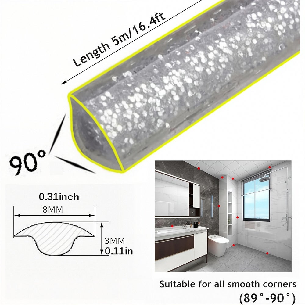 Bandes décoratives autocollantes de 5 m, imperméables, à monter soi-même, adaptées aux bords des murs, bandes de calfeutrage d'angle (8 mm, noir) - 4