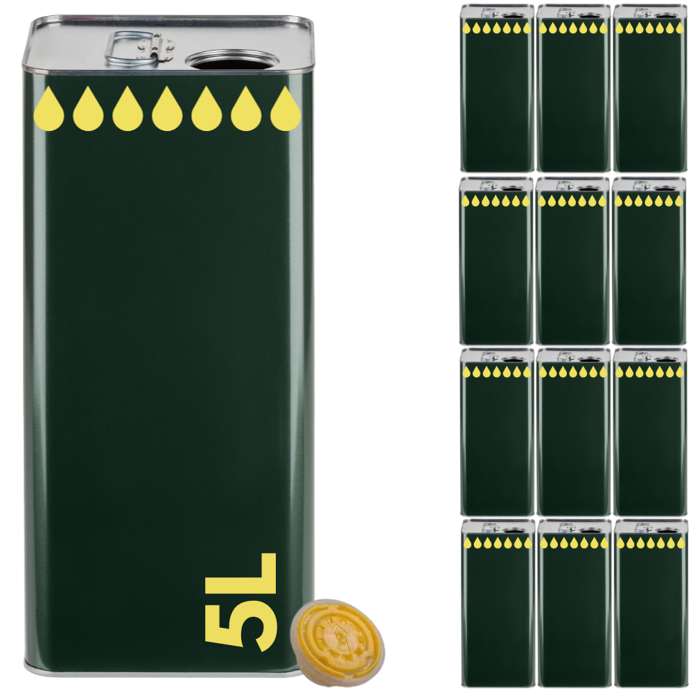 Latta Per Olio Di Oliva 10 Litri Verde Con Litografia Gocce Oro – Acquaverde (Contenitore Alimentare)