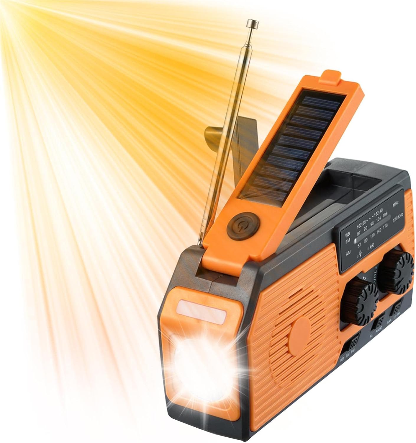 Radio alarmowa pogodowa przenośne radio krótkofalowe AM FM zasilane korbką wielofunkcyjna ładowarka solarna wodoszczelny akumulator alarm SOS