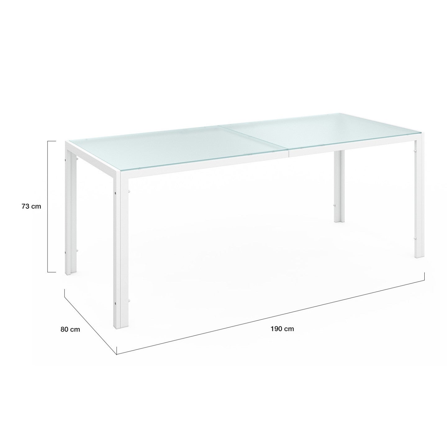 Salon de jardin MADRID table 190 cm et 8 chaises empilables blanc et beige - 5