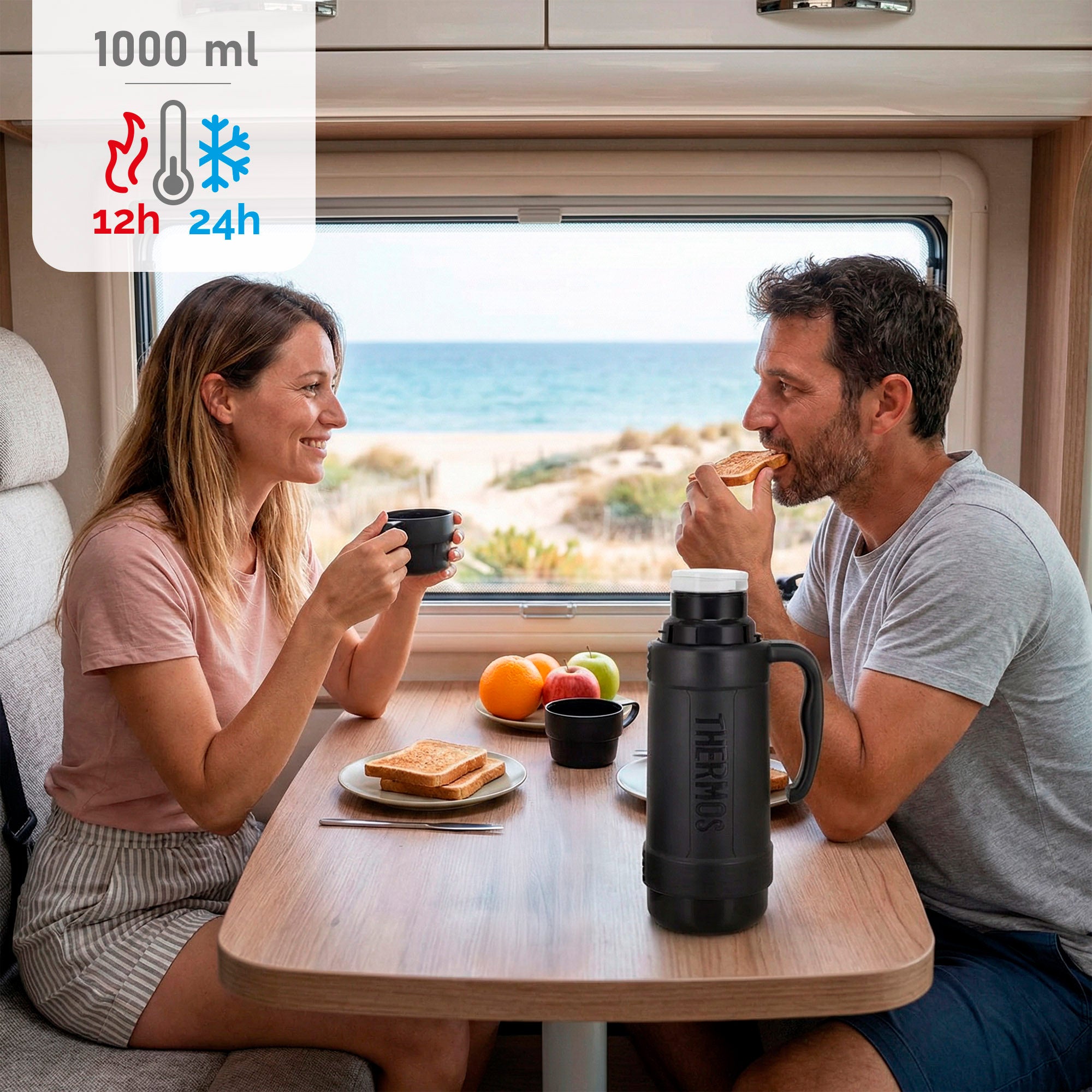 Boîte Alimentaire Isotherme - Inox - 1L - Bleu - Poignée - Étanchéité Silicone - Maison