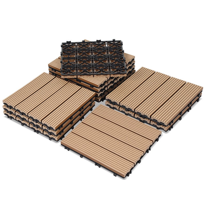Zestaw 77 płytek tarasowych do układania w systemie „interlock” – format 30 x 30 cm, do stosowania na zewnątrz