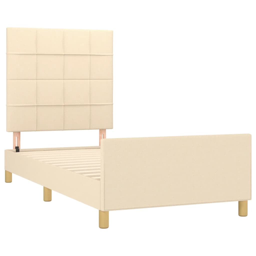 Cadre de lit sans matelas en tissu crème, pour la chambre, 100 × 200 cm - 4