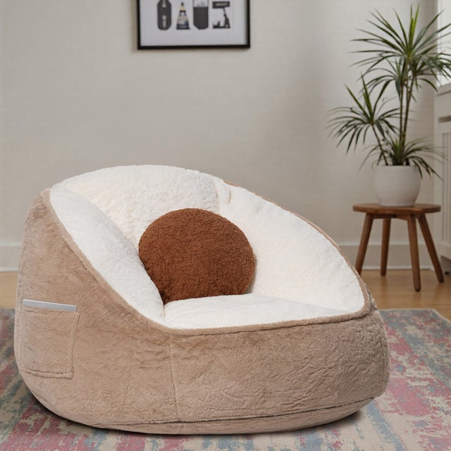 pouf bean bag fauteuil poire coussin 50x70cm confortable durable lavable léger salon intérieur extérieur - couleur coco