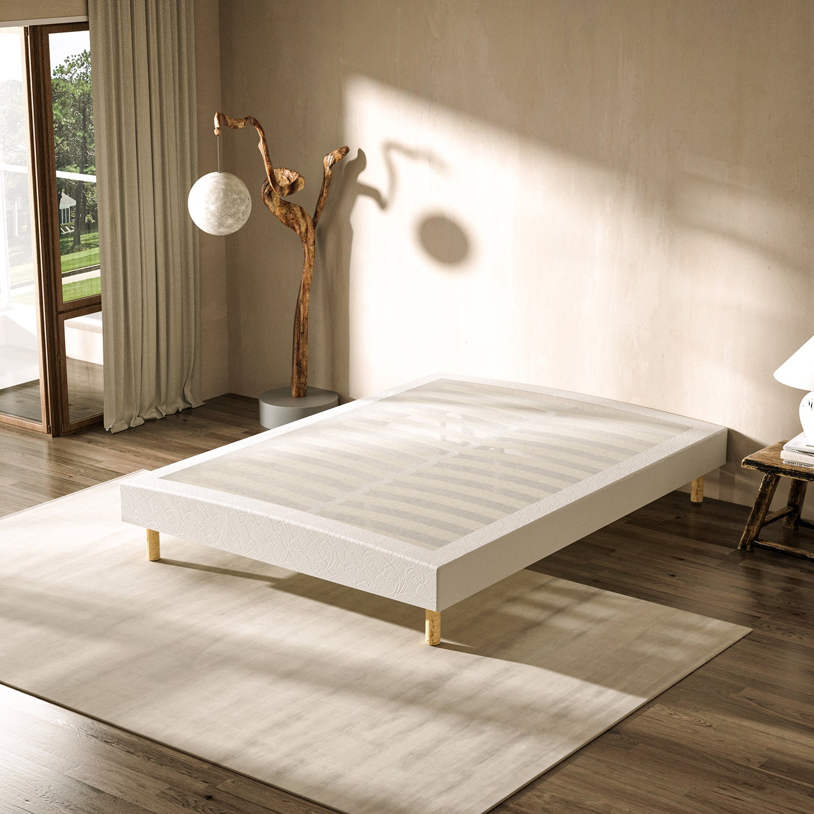 Sommier Avec Pieds Et Housse Sommier 160x200 Cm Tapissier Déhoussable Lavable Gris Avec Pieds 20 Cm 2 X 13 Lattes Opale Cadre De Lit