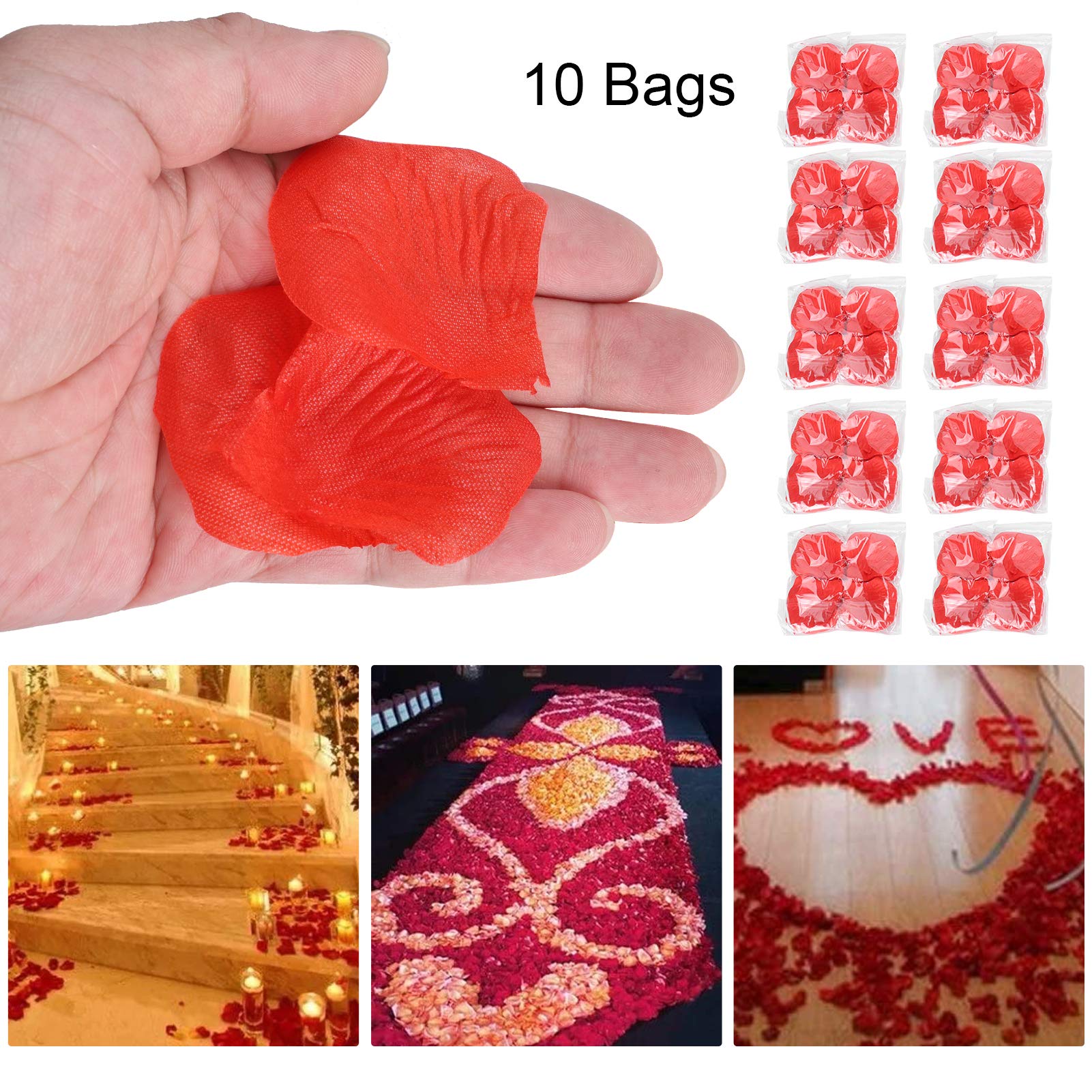 10 sacos de pétalas de rosa artificiais, decoração de casamento para dia dos namorados, pétalas de flo - 5