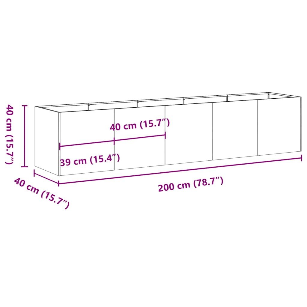 Jardinière Anthracite 200x40x40 cm Acier laminé à froid vidaXL - 3