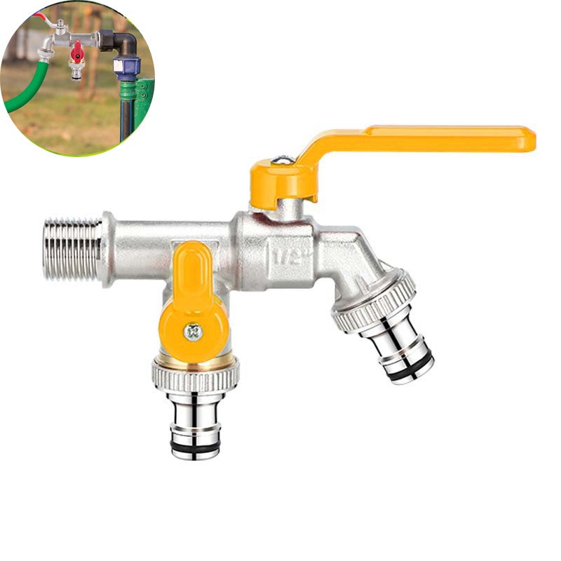 Robinet Jardin Antigel HEYOUTH Robinet De Jardin Double Sortie 1/2 | Robinet Antigel Acier Inox 304 | Pour Machine à Laver, Arrosage Robinet Machine à Laver Exterieur