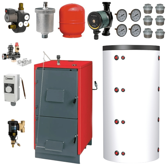 Pacchetto caldaia a legna Unical Fokolus FK 40 + Serbatoio tampone 1000 litri