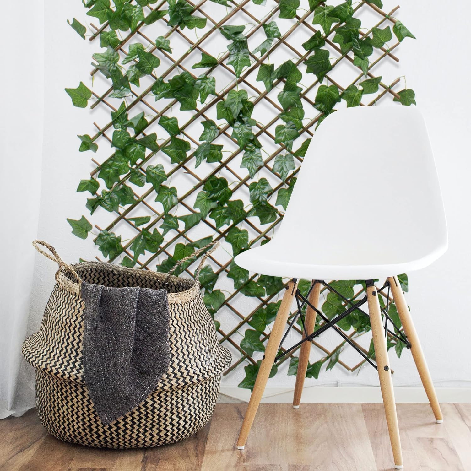 Treliça extensível de madeira com folhas para jardim 200x100 cm - 2