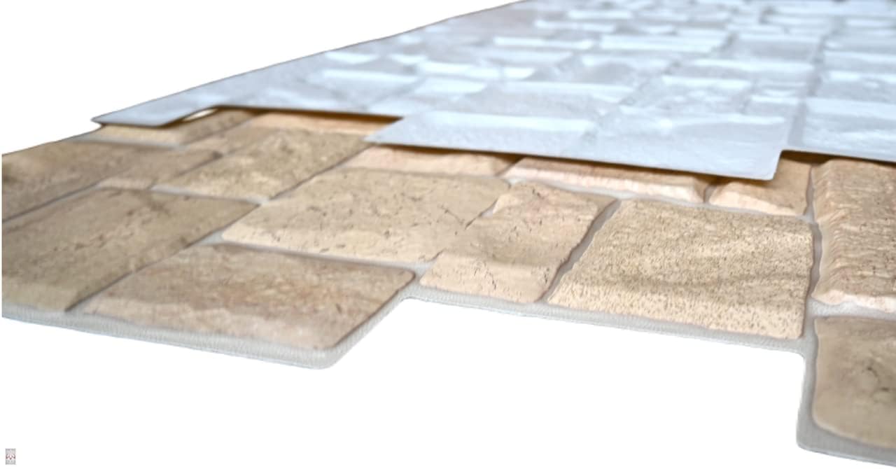 4 m²/10 pièce 3D PVC IMITATION TUILES panneaux muraux revêtement mural DECOR PVC bardage carreaux imitation Beige Stone épaisseur 1mm ! - 6