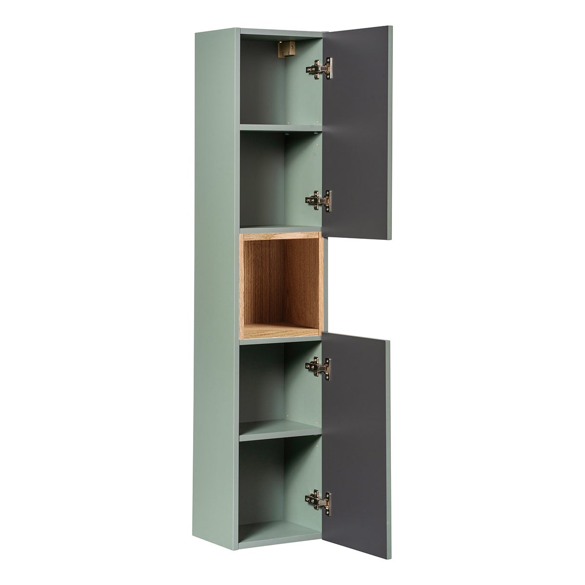 Columna de pared 2 puertas 1 compartimiento Jade Verde y Madera - 2