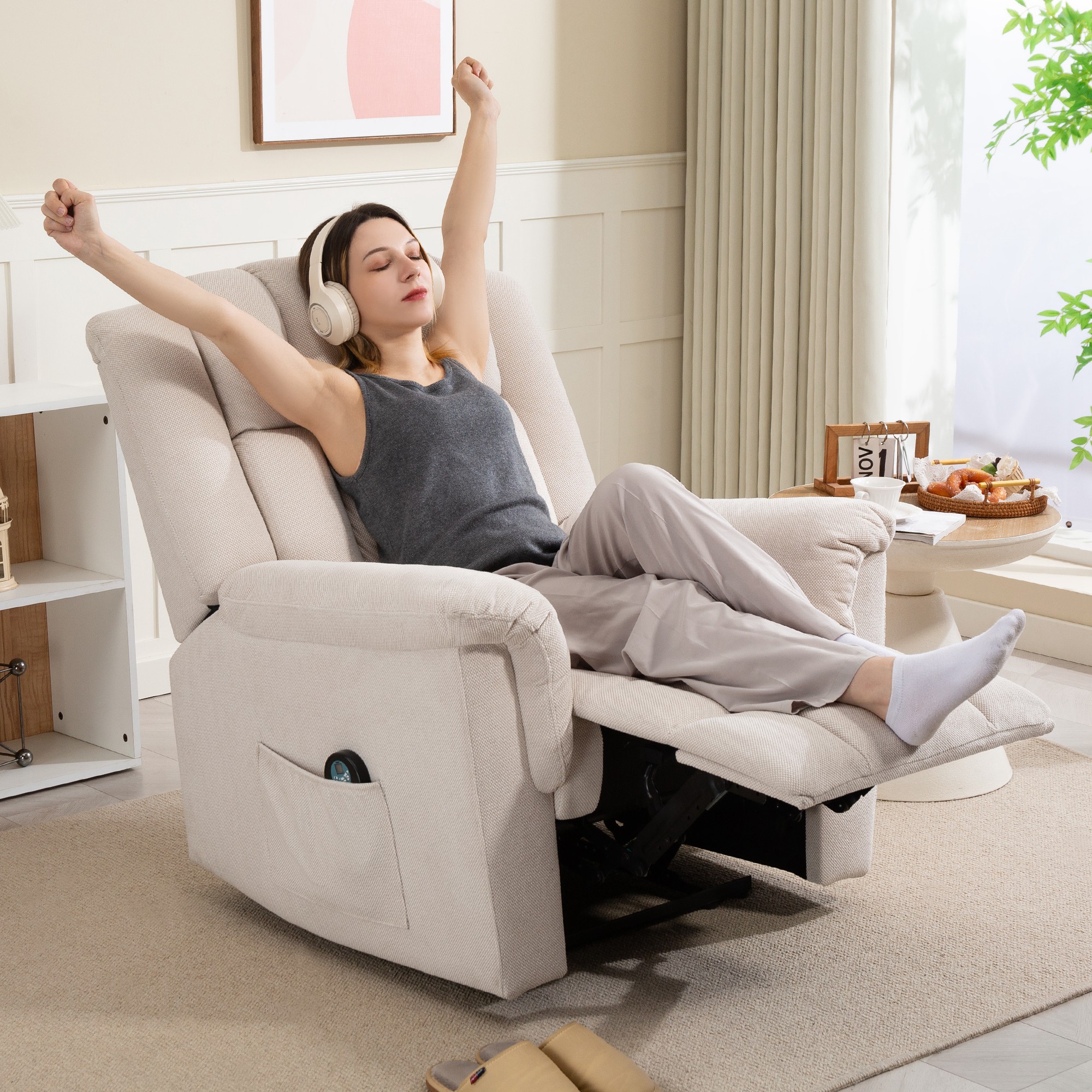 Fauteuil relax massant tissu chenille HOMCOM - 2