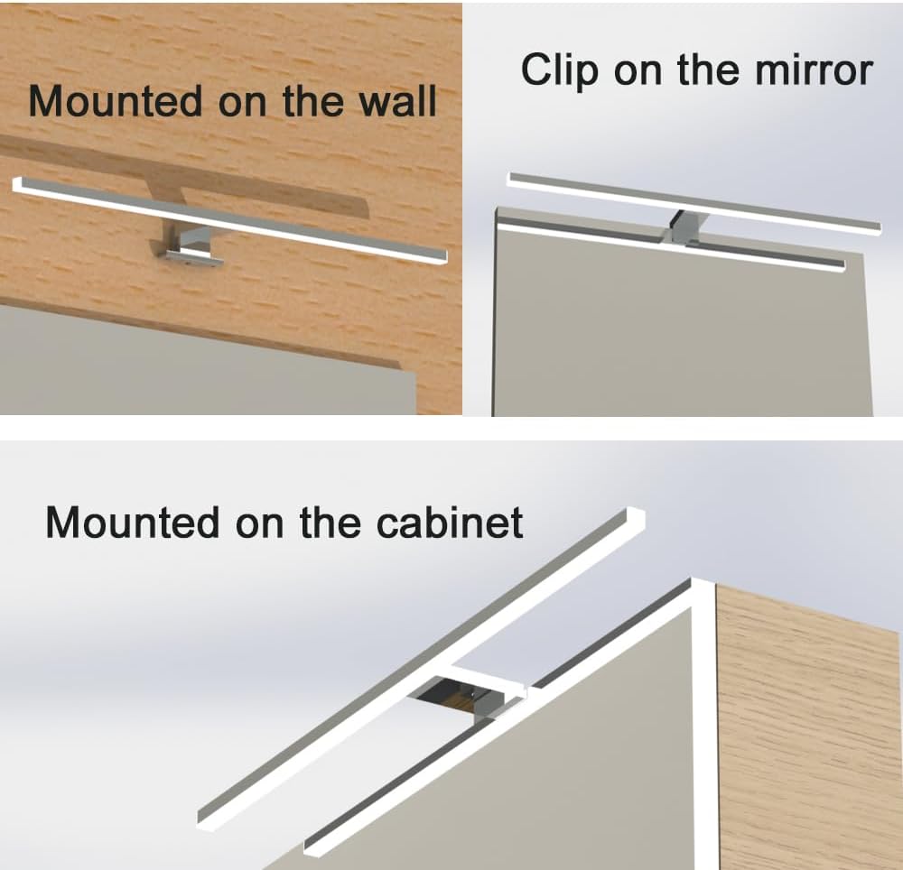 Lumière de miroir avant LED pour salle de bain IP44, éclairage d'armoire murale 6W, lumière blanche pour miroir de salle de bain, 30cm - 4