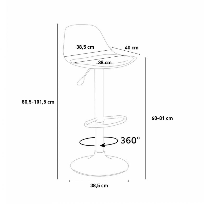 Sgabello per Bar e Cucina con Penisola in Similpelle Design New Orleans - Nero - 6