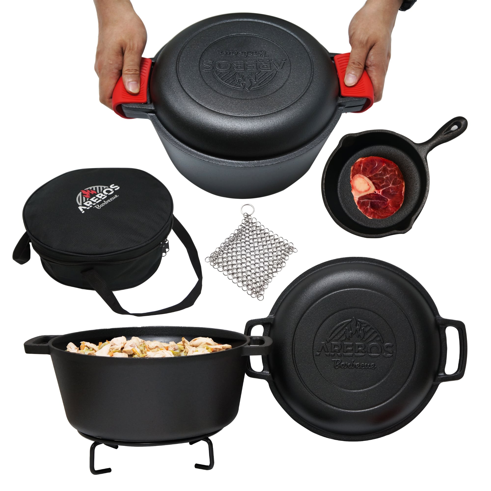 Poêle vntage en fonte émallée, dégradé orange à rouge, casserole