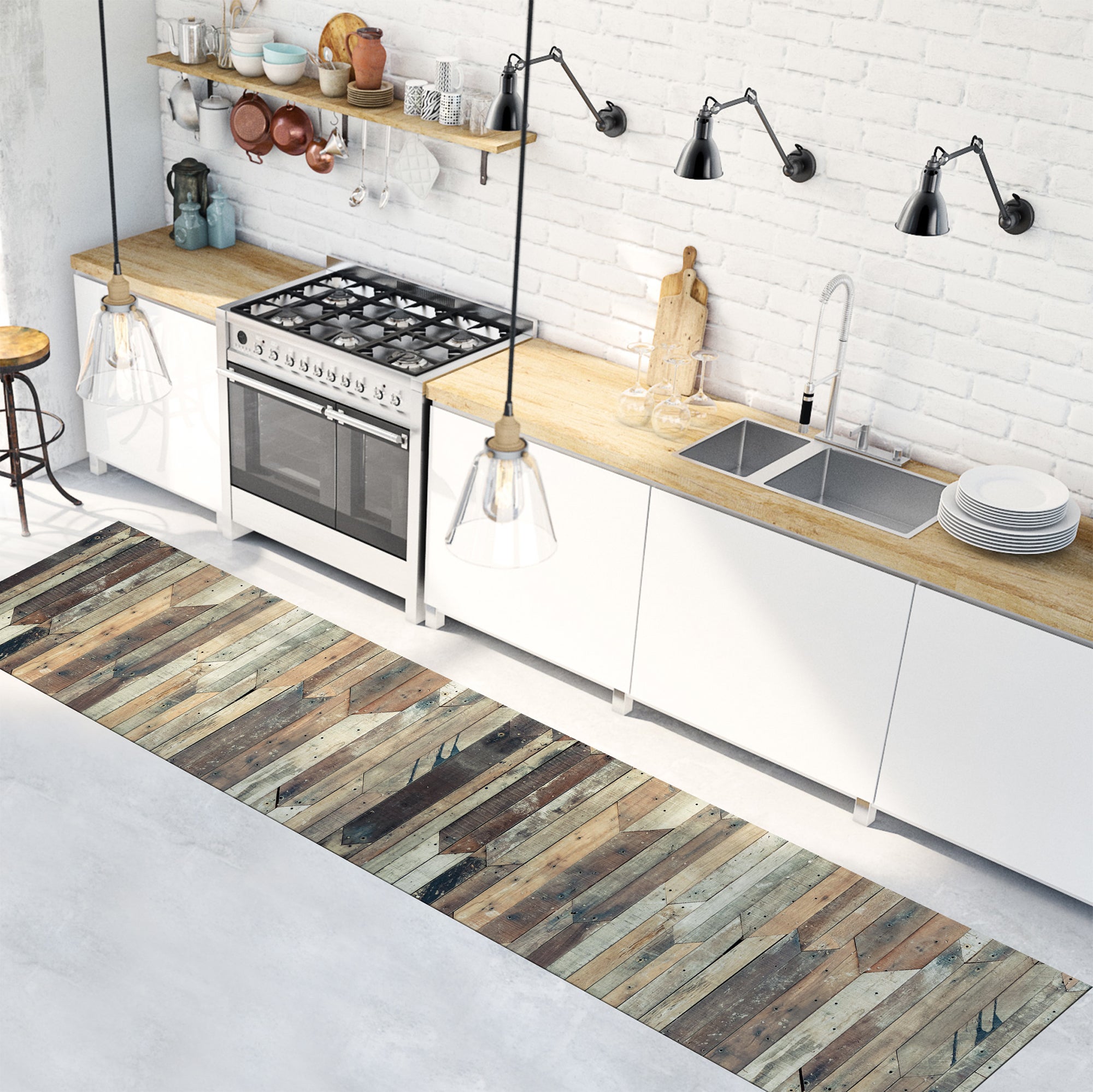 Taleta KALINA Tapis De Couloir Lavable, Antidérapant, Doux, à Poils Longs, Style Vintage, Pour Cuisine, Couloir, Entrée, Salon - Bleu - 80 X 300 Cm