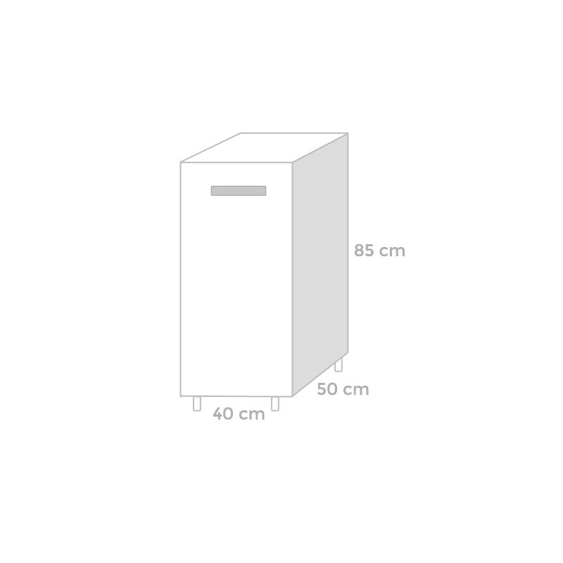 Armario de cocina Fresno Blanco 1 puerta Cm 40x50xH 85 - 3