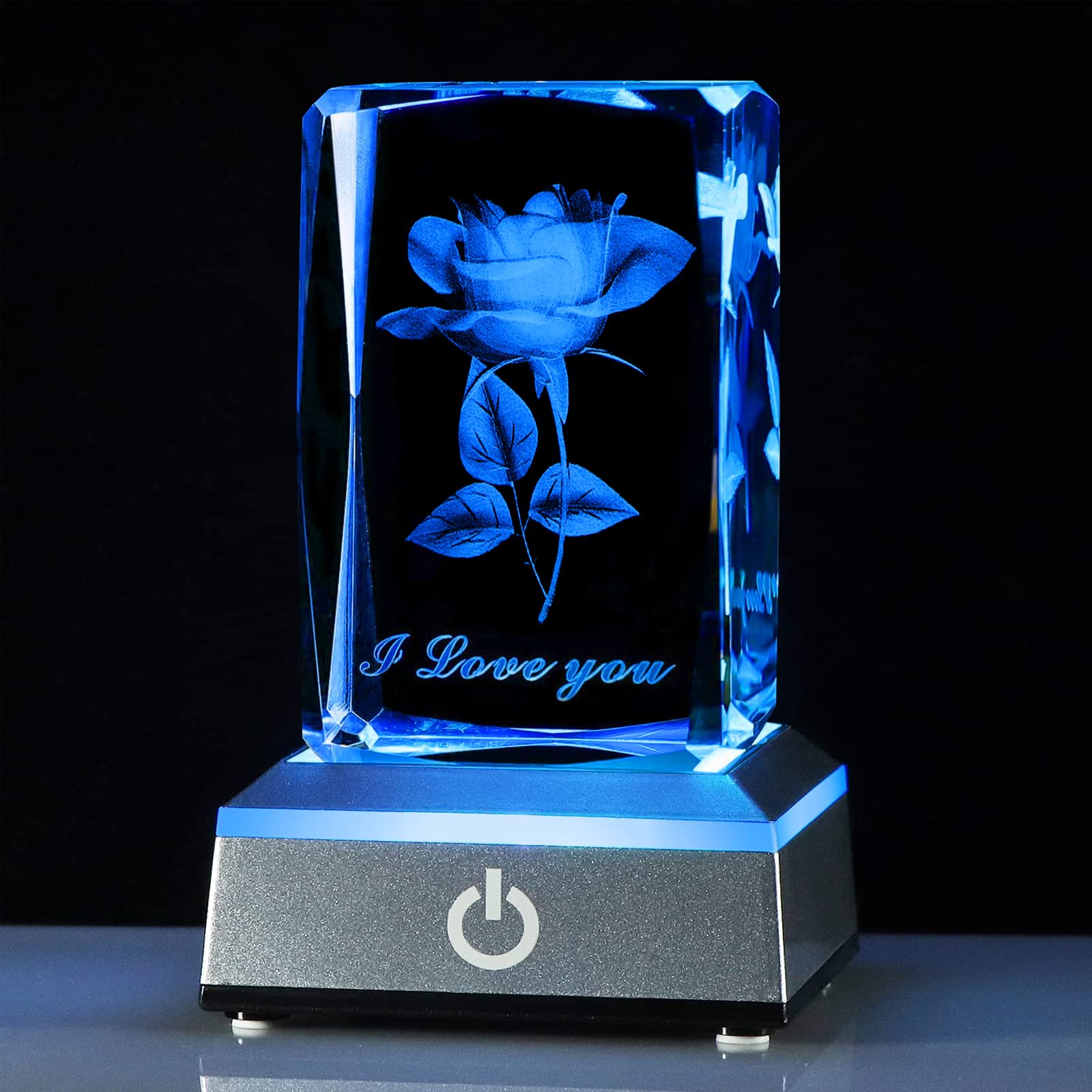 Luz decorativa rosa, luz nocturna de cristal 3d multicolor, adecuada para cumpleaños, día de san valentín, aniversario de bodas, aniversario