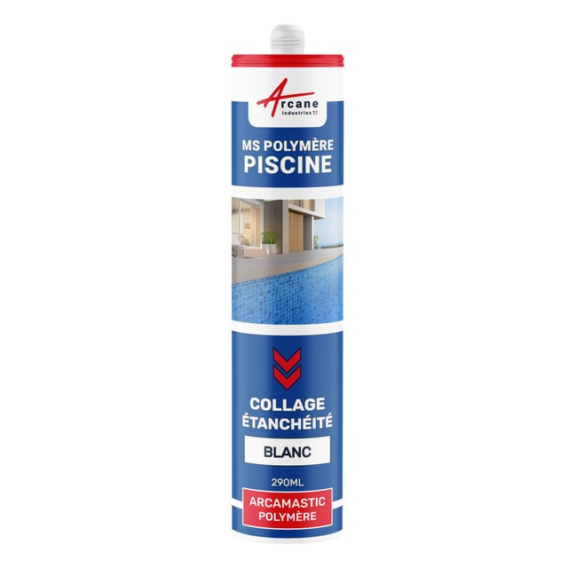 Mastic Piscine Polymère Collage et Étanchéité: ARCAMASTIC POLYMERE Blanc - 290 ml x 1 - ARCANE INDUSTRIES