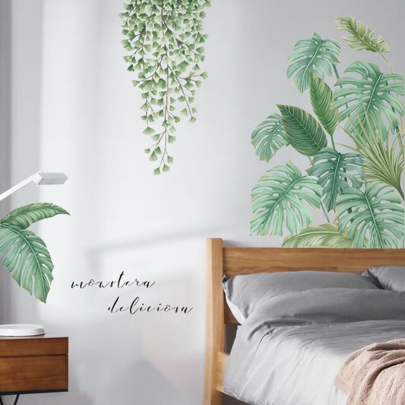 Tropicaux Plante Feuille Palmier Autocollants,Stickers Feuillage,Sticker Mural Feuilles de Vigne,Convient pour Chambre à Coucher,Salon,Bureau,Etc - 6