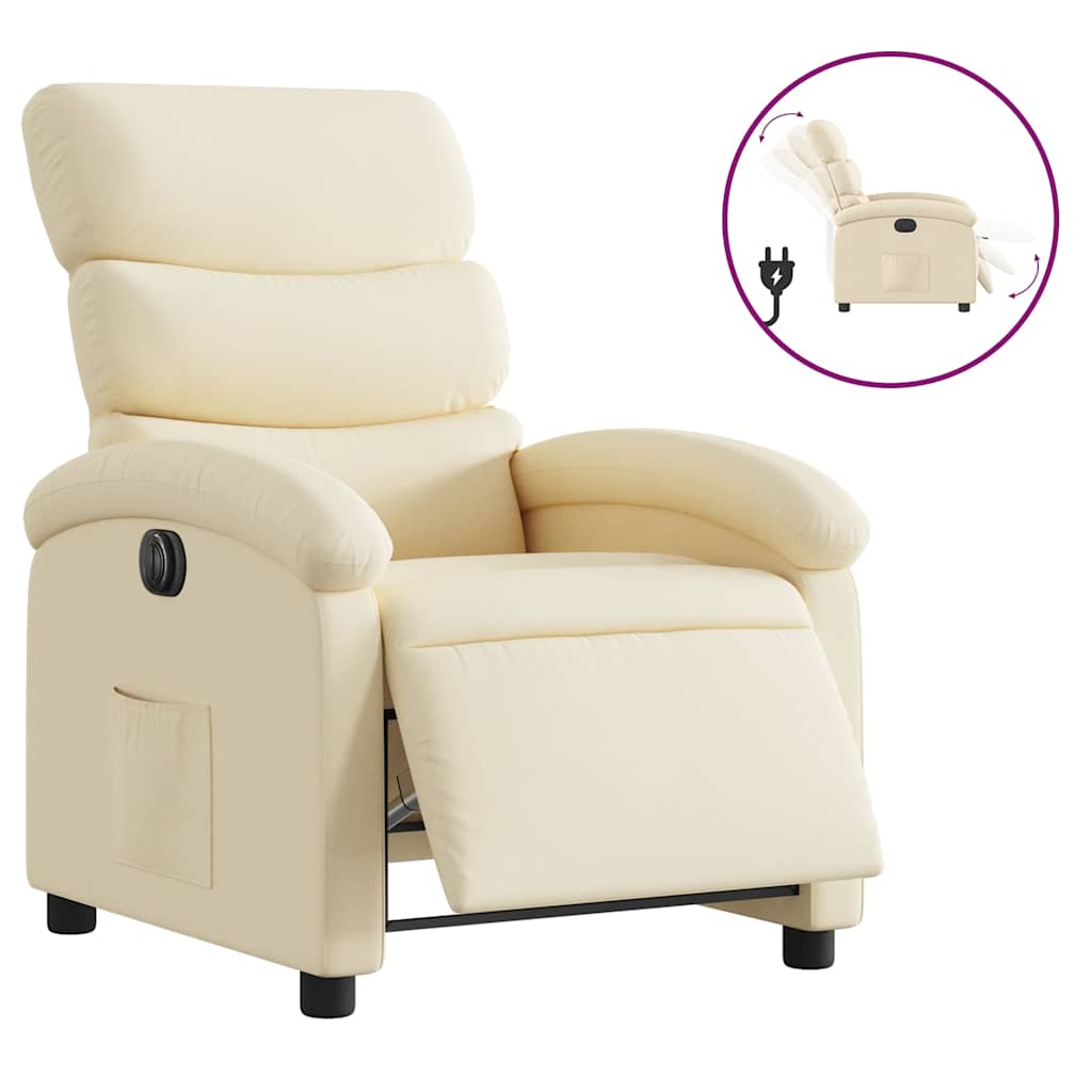 Fauteuil inclinable électrique Crème Tissu - 2