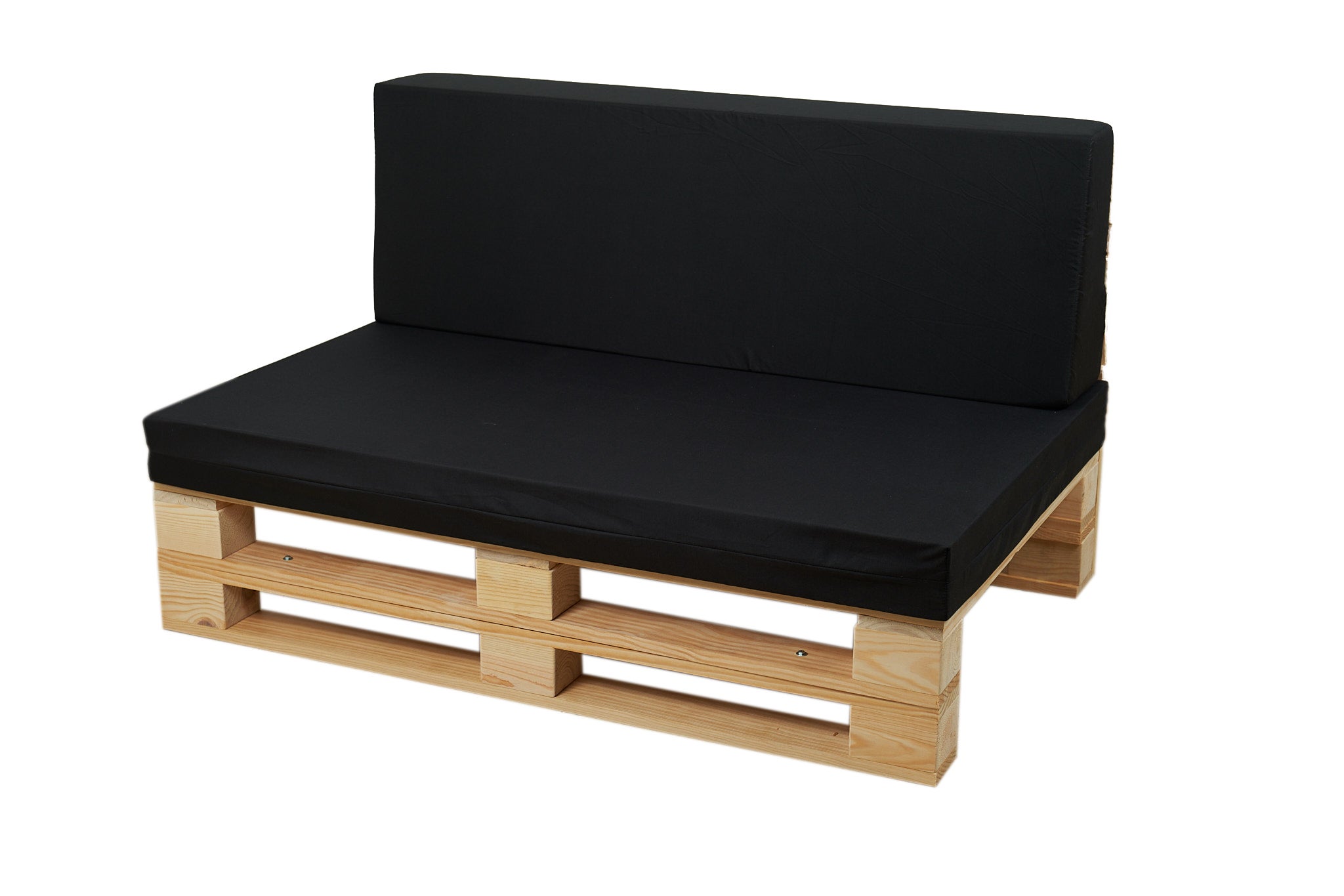 Conjunto cojines tejido microfibra para sofa de palets de 120cm x 60cm (asiento + respaldo) - negro