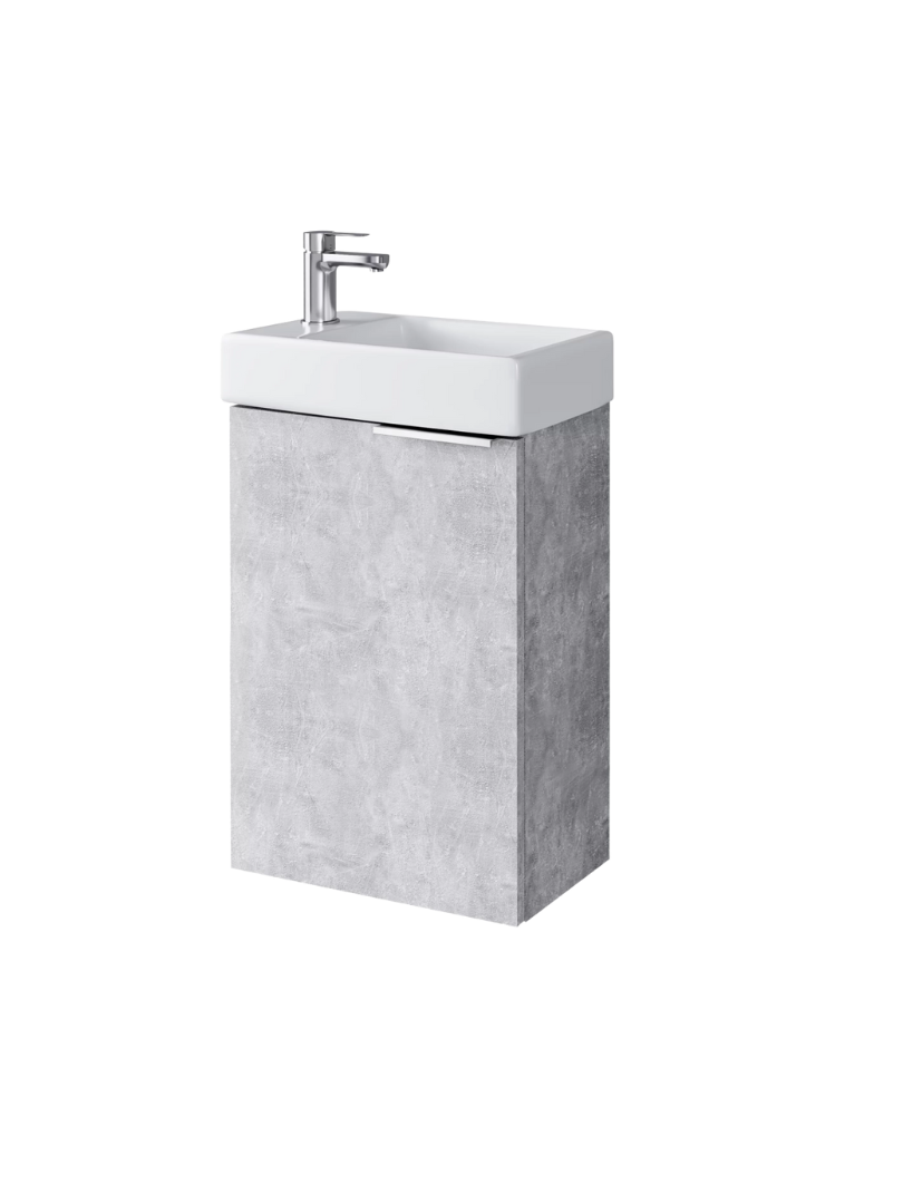 Zestaw szafka łazienkowa z umywalką ceramiczną Uptrend Fika 40 cm, drzwi, wisząca, beton jasny 1 kpl.